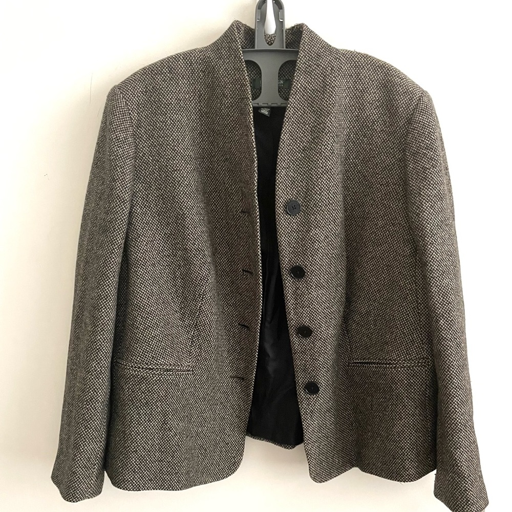 Lauren Ralph Lauren Wool Grey Black  tweed Jacket Blazer 16W